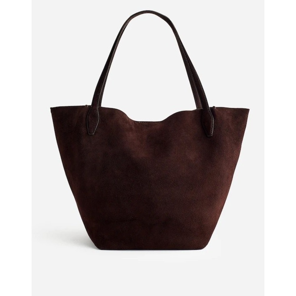 Madewell The Shopper Tote Soft Grain Suede Dark Carob Oversized Shoulder Bag - Picture 2 of 14